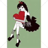 ハートを持ったゴシック調の女の子のイラスト