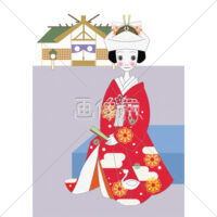 和風の花嫁姿の女の子のイラスト