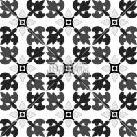 白黒の紋様調パターンタイル(1)模様