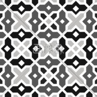 白黒の十字調のパターンタイル模様