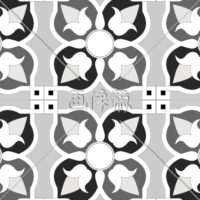 白黒の花びら調のパターンタイル模様