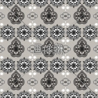 白黒の洋風調のパターンタイル模様