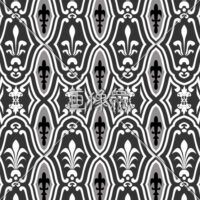 白黒の中世風のパターンタイル模様