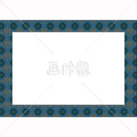 青地のヨーロッパ風のパターンタイル模様(1)フレーム