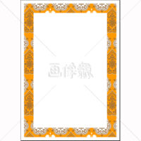 黄地の洋風調のパターンタイル模様(2)フレーム