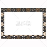 グレー地の洋風調のパターンタイル模様(2)フレーム