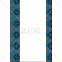 青地のヨーロッパ風のパターンタイル模様テキスト