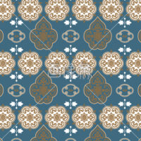 水色地の洋風調のパターンタイル模様