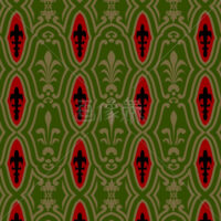 緑地の中世風のパターンタイル模様