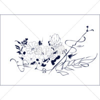 アート調のブルーフラワーの(4)イラスト