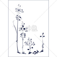 アート調のブルーフラワーの(5)イラスト