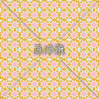 オレンジ地の花折り紙風のパターンタイル模様