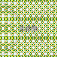 緑地のひまわり風のパターンタイル模様