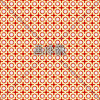 赤地のひまわり風のパターンタイル模様