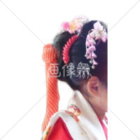 華やかな和装姿の髪飾りアップ無料写真