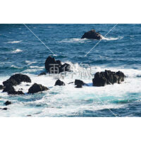 岩に波が打ち寄せる海の無料写真(2)