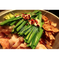 ニラたっぷりのもつ鍋の写真素材