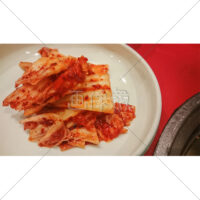 小鉢に盛り付けした白菜キムチの写真素材