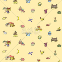 絵本風のモンゴルイメージの(1)イラスト