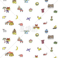 絵本風のモンゴルイメージの(2)イラスト