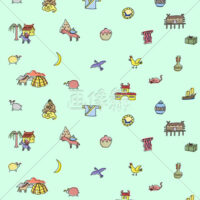 絵本風のモンゴルイメージの(6)イラスト