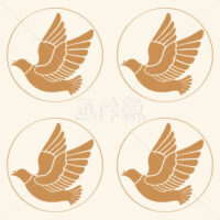 茶色の鳥のパターンタイル模様