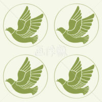 黄緑の鳥のパターンタイル模様