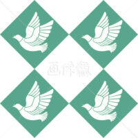 緑の鳥のパターンタイル模様