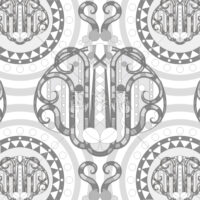 灰色ベースのサイケ調のパターンタイル模様