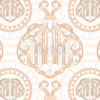 ベージュベースのサイケ調のパターンタイル模様