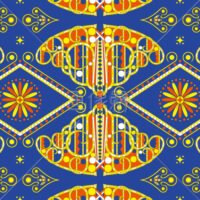 オレンジのファンタジー調のパターンタイル(1)模様