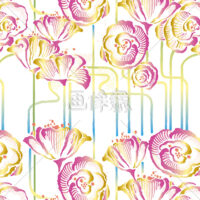 浴衣柄・和風花模様パターン模様