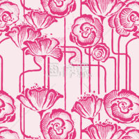 赤の浴衣柄・和風花模様パターン模様