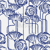 青の浴衣柄・和風花パターン模様