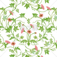 さわやかな草花のパターン模様素材(ピンク)