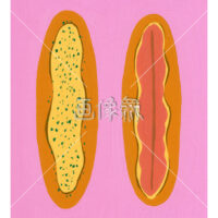 フランスパンの絵を描いたイラスト