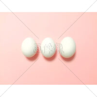 3つ並んだ白い卵の写真素材(2)