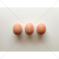 3つ並んだ茶色の卵の写真素材(1)