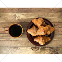 ミニクロワッサンとコーヒーの写真素材