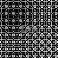 黒地の花型パターンタイル模様