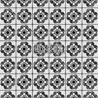 白黒のフローラル調パターンタイル(2)模様