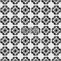 白黒のフローラル調パターンタイル(3)模様