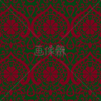 深緑地のオリエンタルな花柄の模様