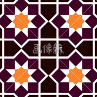 こげ茶色の花型パターンタイル模様