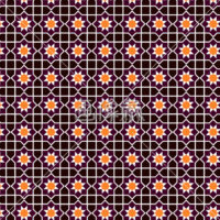 こげ茶色の花型パターンタイル模様