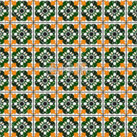 グリーンのフローラル調パターンタイル(2)模様