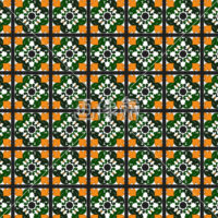 グリーンのフローラル調パターンタイル(3)模様