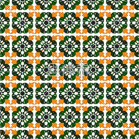 グリーンのフローラル調パターンタイル(4)模様