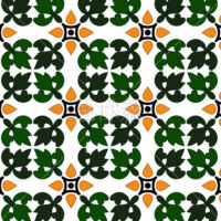 グリーンの紋様調パターンタイル(1)模様