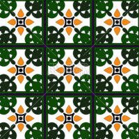 グリーンの紋様調パターンタイル(3)模様